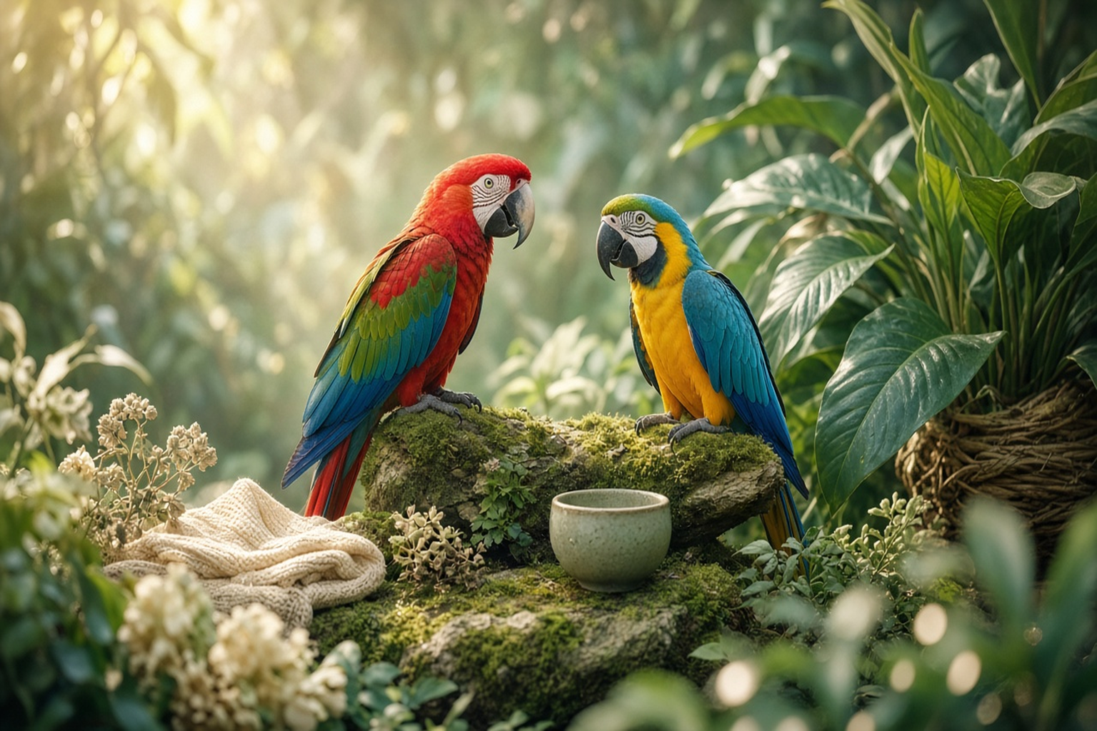 Soft green abstract bird shape suggesting everyday parrot care